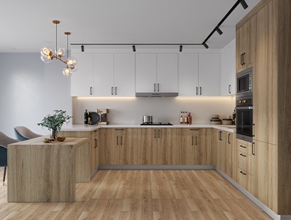 Natural Wood MNW Kitchen Cabinets 