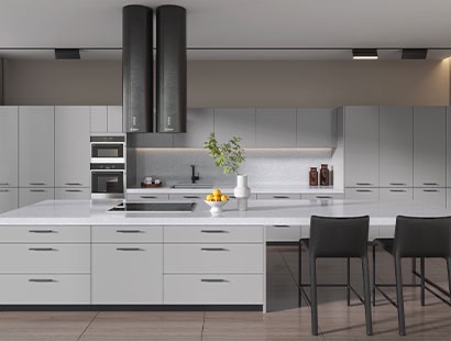 High Gloss White PGW Kitchen Cabinets 