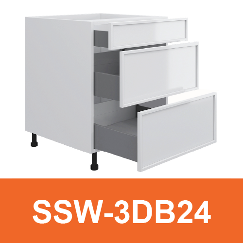 [PLY-SSW-3DB24] 3 Drawers Base Cabinet
