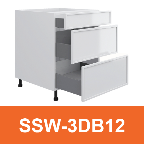 [PLY-SSW-3DB12] 3 Drawer Base Cabinet