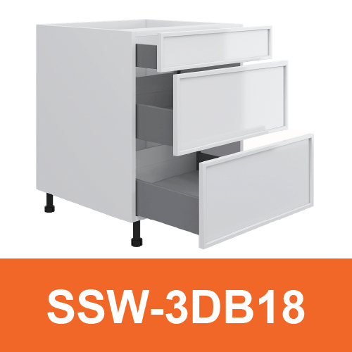 [PLY-SSW-3DB18] 3 Drawer Base Cabinet