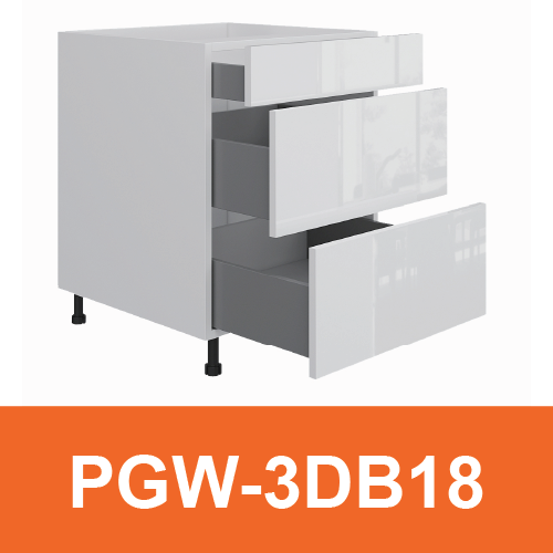 [PLY-PGW-3DB18] 3 Drawer Base Cabinet